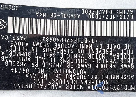 2014 Toyota Camry Le из США, поврежденный, VIN 4T4BF1FK2ER404831